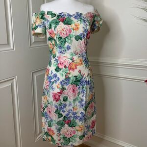 Vintage 80’s Roberta floral off the shoulder dress